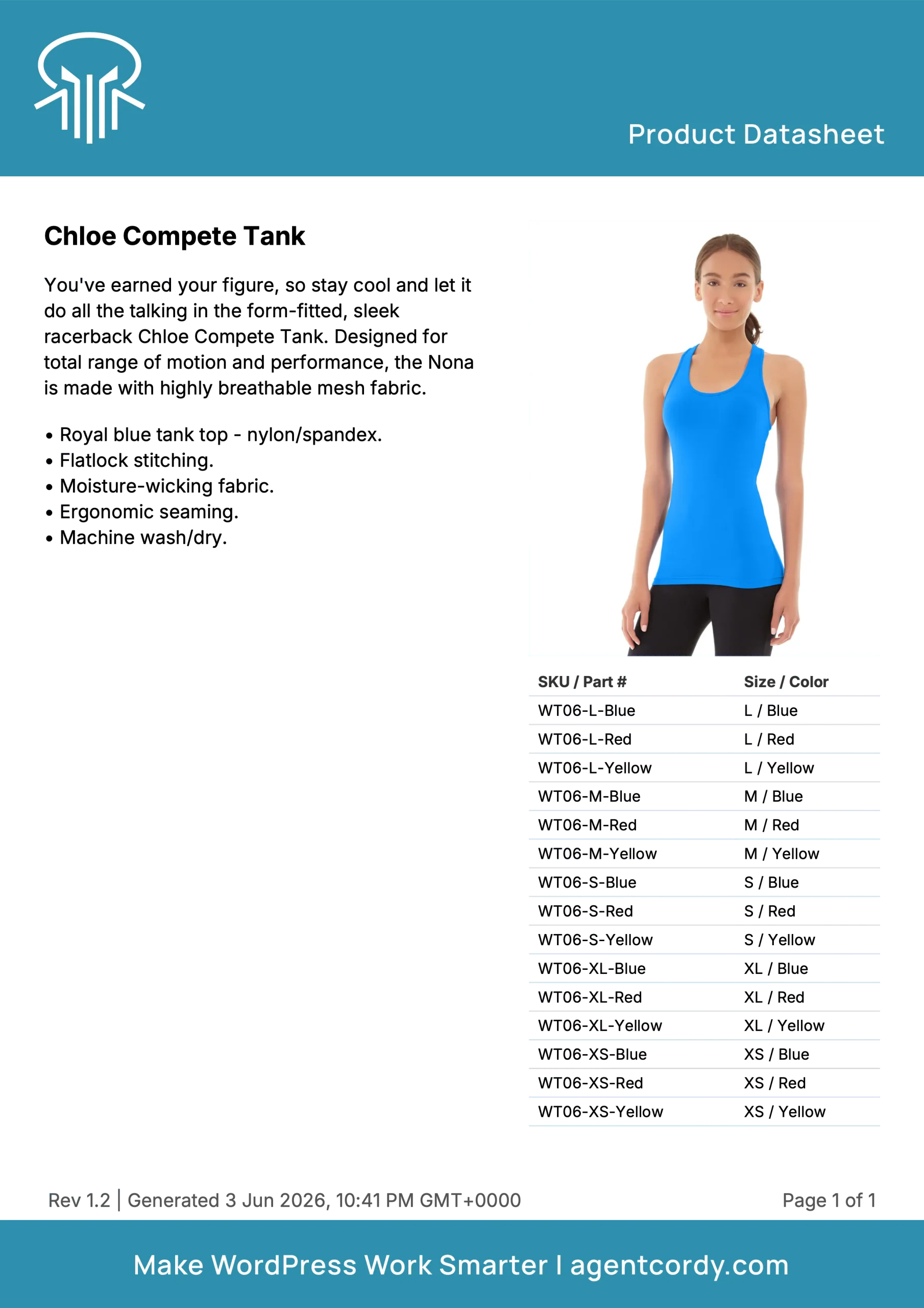 datasheet pdf generator for woocommerce professional output